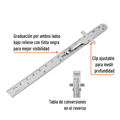 Regla de Acero Inoxidable 15cm | Práctica y Portátil