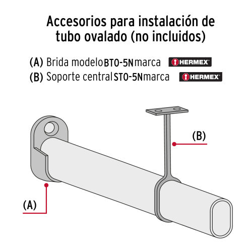 Soporte Negro para Tubo Ovalado de Closet - Resistente y Moderno