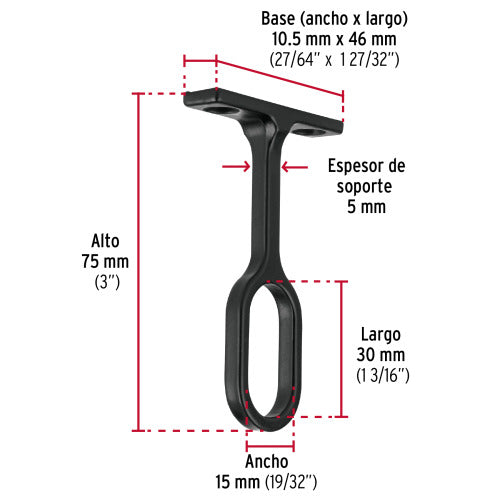 Soporte Negro para Tubo Ovalado de Closet - Resistente y Moderno