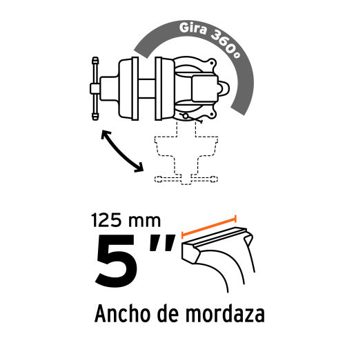 Tornillo de Banco Industrial 5″ Acero | Alta Resistencia