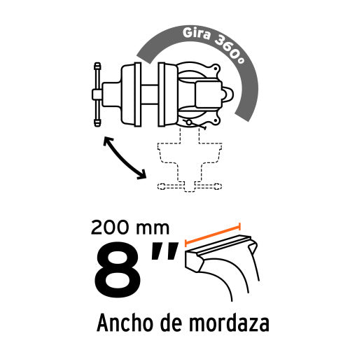 Tornillo de banco industrial 8', acero
