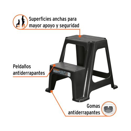 Taburete de 2 Peldaños, Ligero y Resistente | Perfecto para Hogar