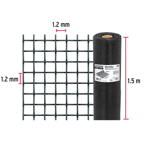 Malla Mosquitera Negra de Alta Calidad 1.50x30m