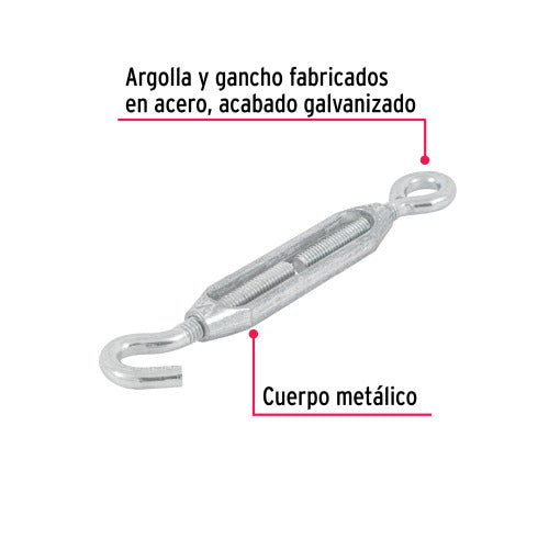 Tensor Zinc 5/16" Gancho-Argolla | Alta Durabilidad