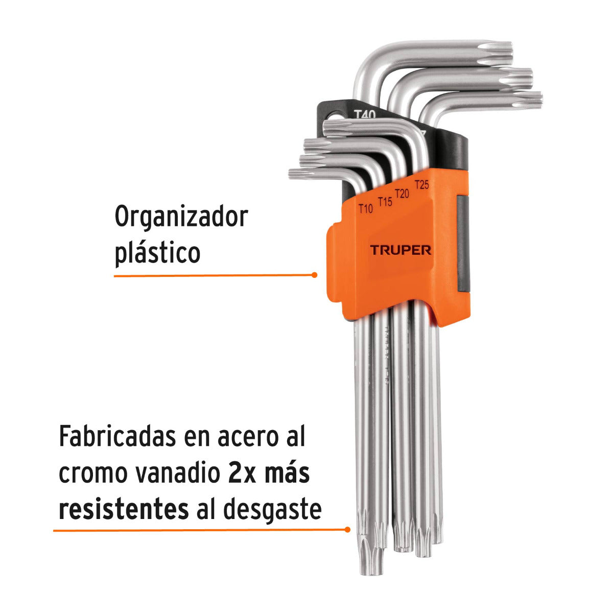 Juego de llaves Torx, 7 piezas, largas