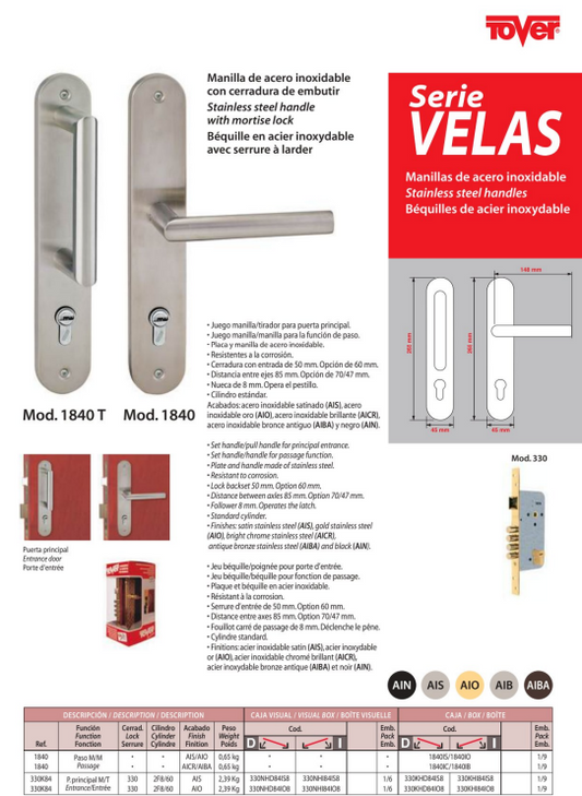 Cerraduras Velas J/M AI Seguridad Entrada - 330H84IAI8