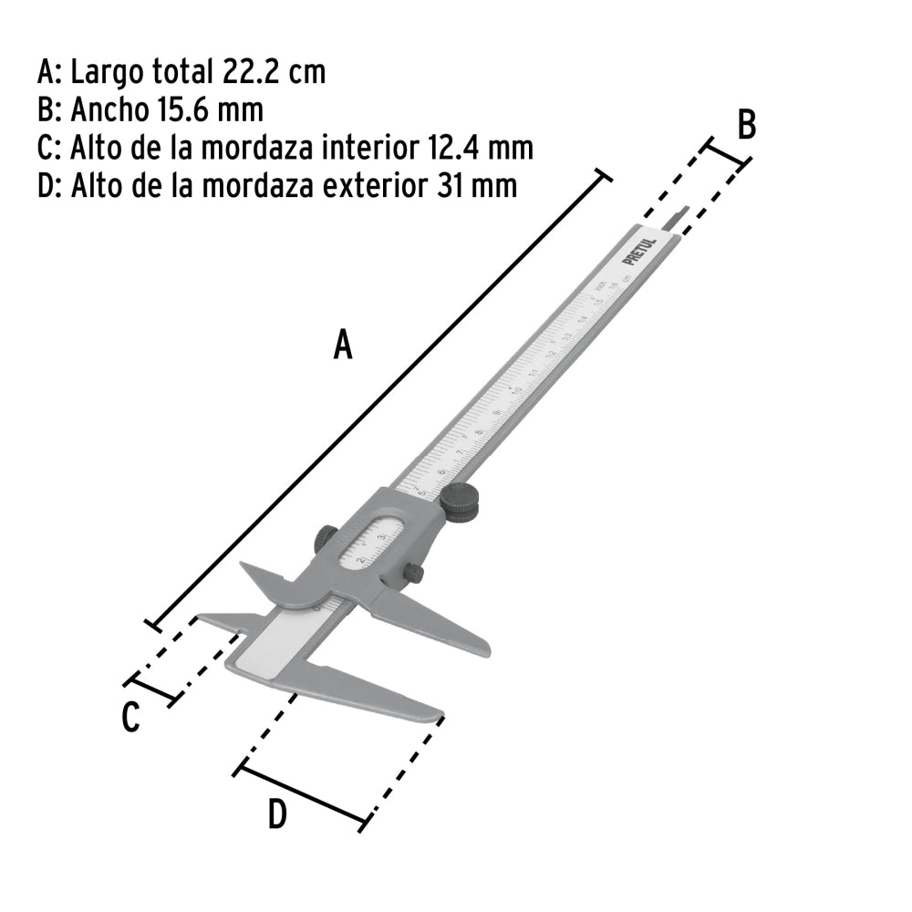 Calibrador Vernier Escolar Pretul VER-6PX
