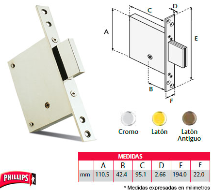 Cerradura X-1100 Latón Antiguo - Alta Seguridad Phillips